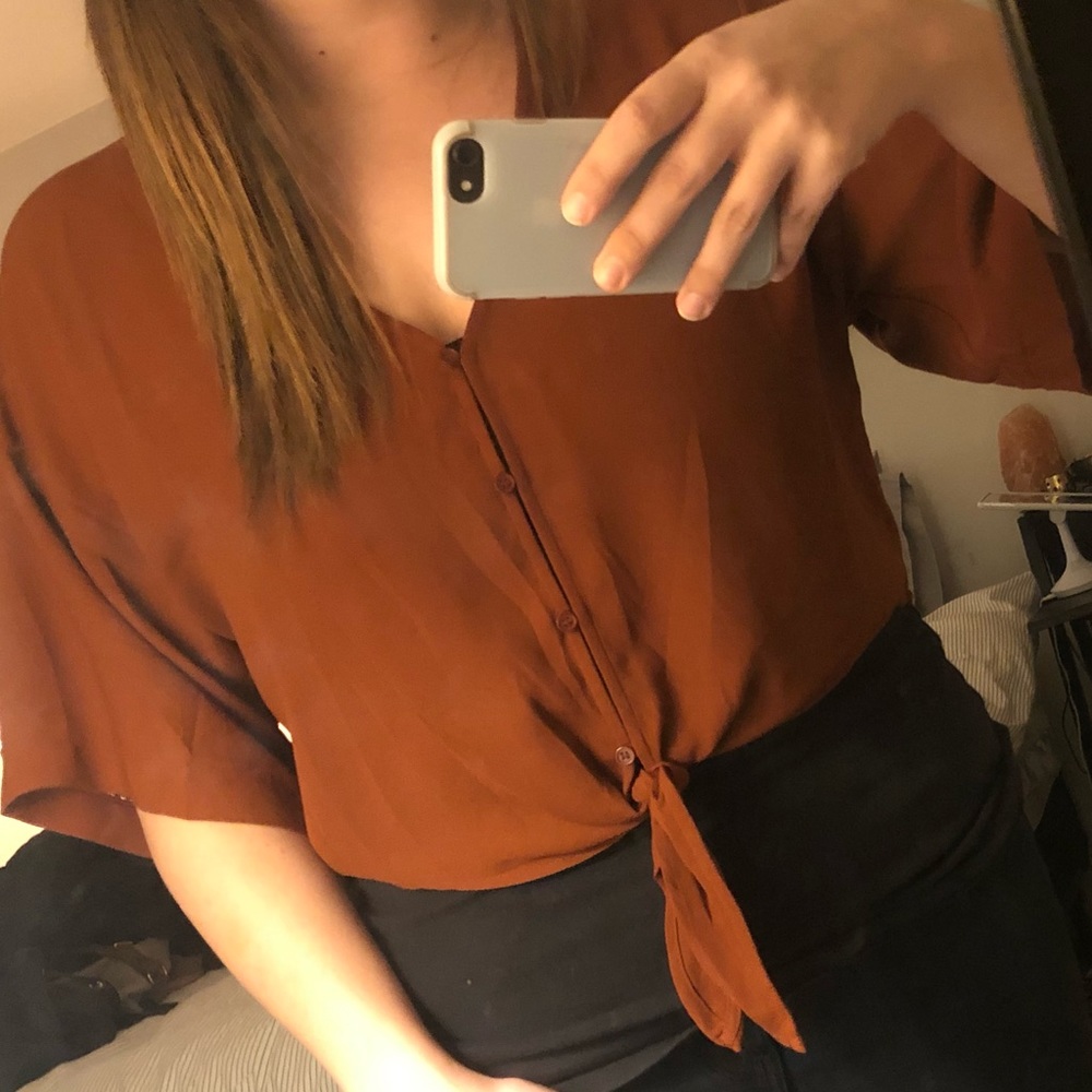Forever 21 Red-ish Rust Colored Tie up Crop top